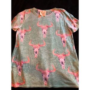 Cow floral skull T-shirt